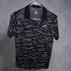 Under Armour Black and Gray Camo Boy’s Polo